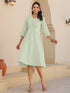 Mint Green Cotton Solid A-line Dress